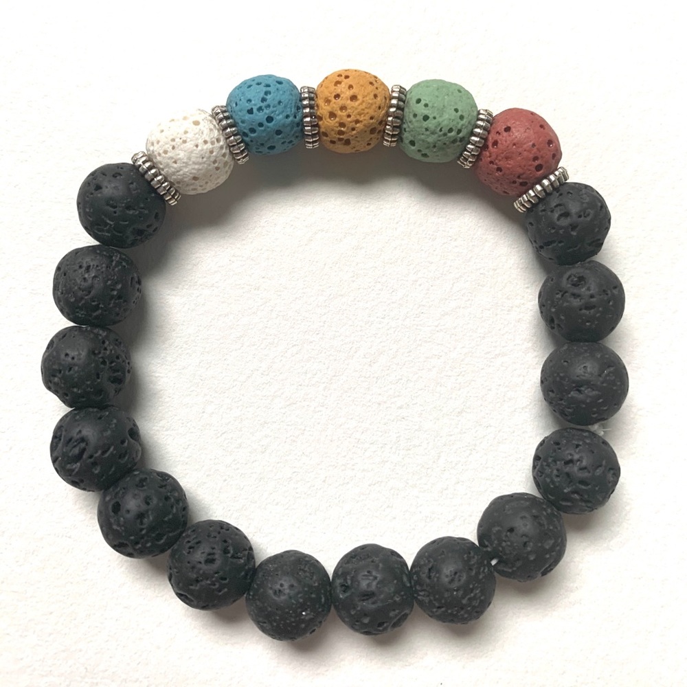 rainbow lava bead bracelet